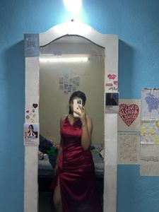 Elegant Red Satin Maxi Dress