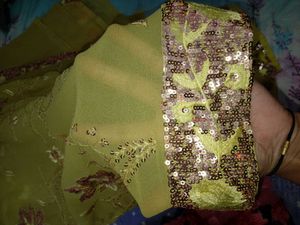 Embroidered Lime green Saree