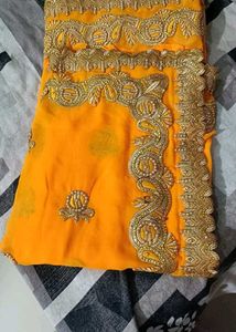 Stunning Yellow Embroidered Saree