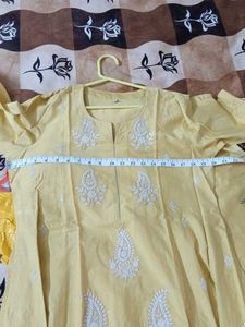 Yellow Kurti with Pant And Dupatta