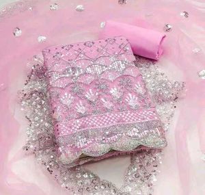 Pink Sequin dress material for a gorgeous look