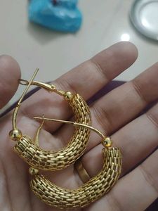 Gold Textured Hoop Earrings