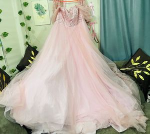 beautiful 😍 pink birthday Sequined Gown