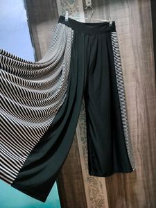Heavy Fabric Black And White Stripes Palazzos