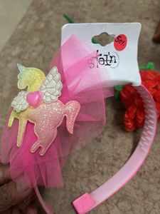 Sparkling Unicorn Headband with Pink Tulle