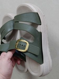 Olive Green Buckle Sandals
