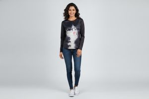 Funny Cat Face Long Sleeve Top