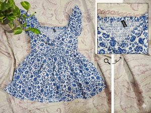 Blue & White Floral Smocked Top | Cute Summer Wear