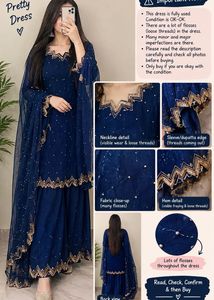 Elegant Navy Blue Kurta Set with Dupatta