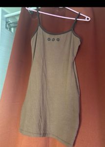 Casual Brown Spaghetti Strap Dress