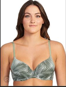Green Palm Print Bra
