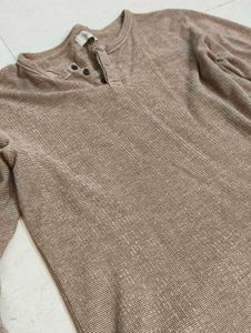 Cozy Brown Long Sleeve Henley Top