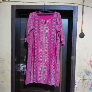 Vibrant Pink Printed Kurta
