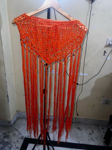 Orange Crochet Fringe Top