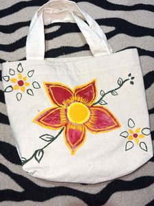 Hand-painted Floral Tote Bag