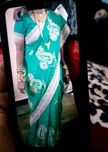 Emerald Green Embroidered Saree