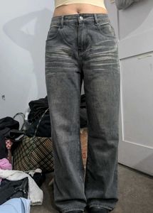 Gray Wash Wide Leg Jeans