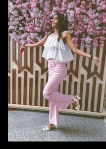 bell bottoms baby pink jeans