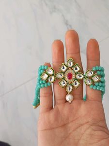 Turquoise Beaded Choker Necklace &amp; Earrings Set
