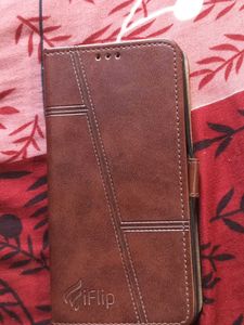 iFlip Brown Faux Leather Wallet Case