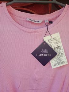 Black Pant With Belt And Pink Ribbed Crop Top