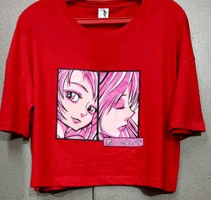 Anime Graphic Print Red Crop Top