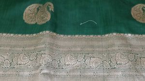 New Elegant Green Saree with Silver Border