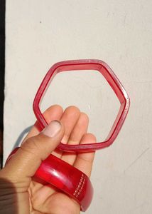 Elegant Red Bangles with Stone Embellishments