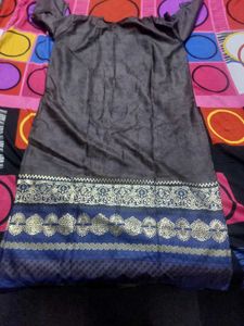 Stylish Brown Kurta with Blue Border
