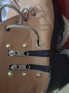 Tan Lace-Up Ankle Boots