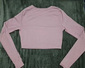 DUSKY PINK  Long Sleeve Crop Top