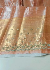 Elegant Brocade Ethnic Skirt wuth aari work blouse
