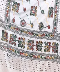 Embroidered White dupatta with Mirror Work best fo