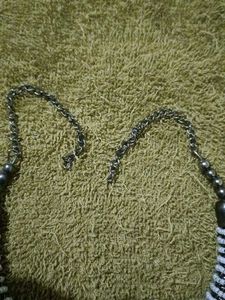 Vintage White And Black Beaded Collar Necklace Bra