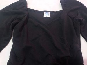 Black Puff Sleeve Square Neck Top