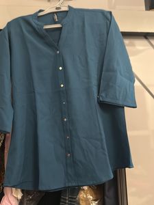Elegant Teal Button-Down Top