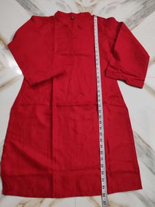 Red Kurta Set with Heart Print Pants