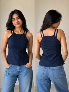 Chic Navy Blue Sleeveless Top