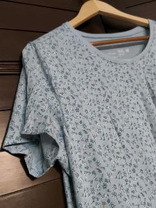 Van Heusen Light Blue Floral Print T-Shirt