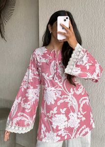 Elegant Pink Floral Kurta