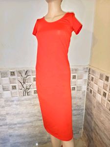 Vibrant Red T-Shirt Midi Dress