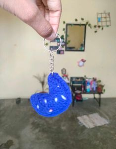 Crocheted Moon Keychain