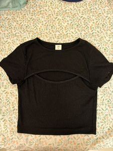 Black Cutout Crop Top
