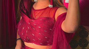 New Wine Burgundy Hooded Designer Blouse Lehenga