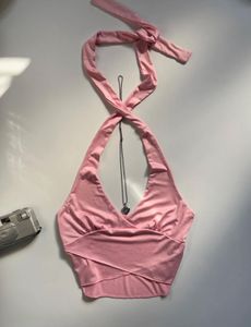 Pink halter neck top