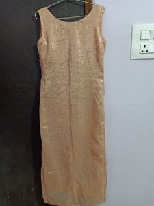 Rose Gold Sequin Work Long Kurta.