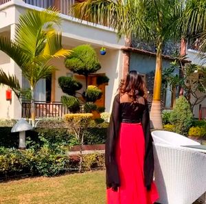 designer black n red Sequined gown