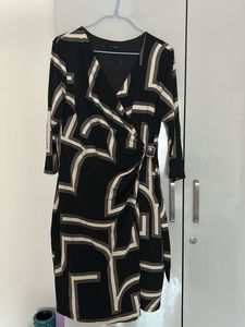 Chic Geometric Print Wrap Dress