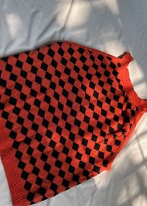 Y2k Checkerboard Knit Tank Top