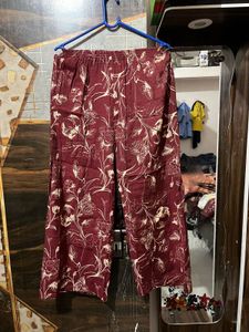 Maroon Floral Print Button-Down Dress